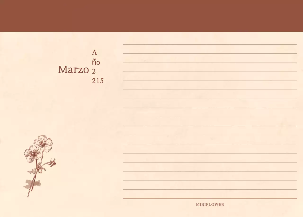 Un calendario sentimental de floristería en concepto de papel tejido marrón claro y marrón