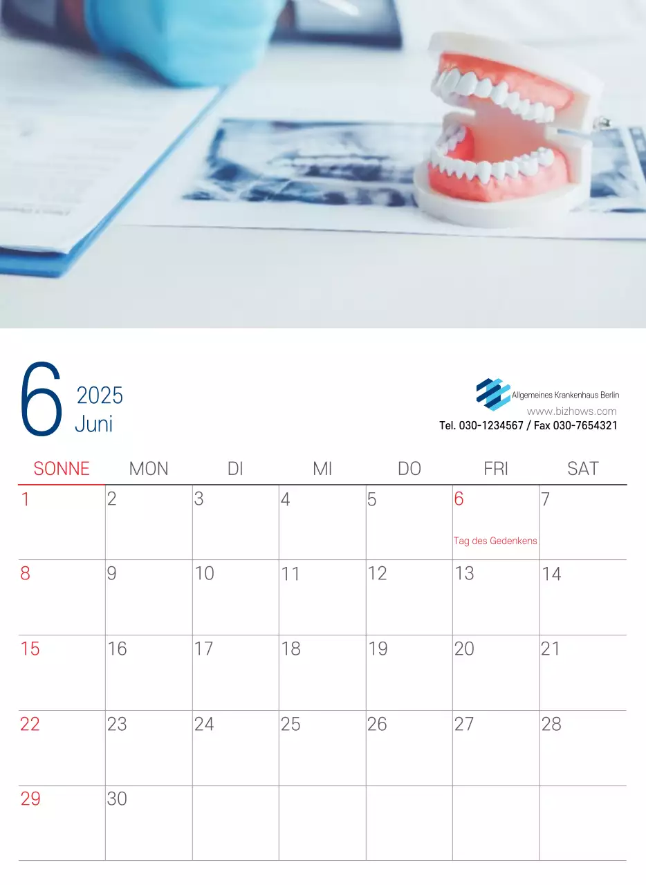 Marineblauer einfacher Krankenhaus-Werbekalender