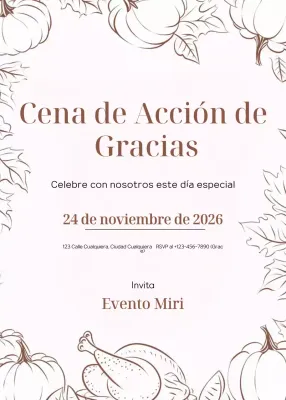 beige elegante invitación de acción de gracias