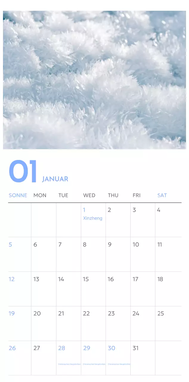 Foto-Zielverfolgungskalender mit einem Hauch von Blau
