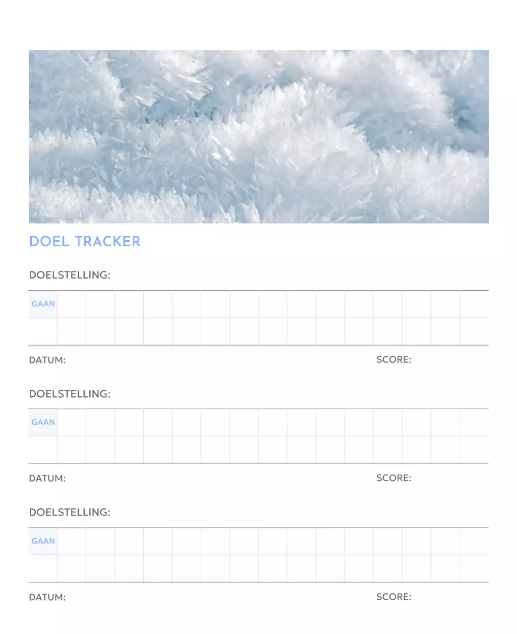 Photo goal tracker kalender met een vleugje blauw