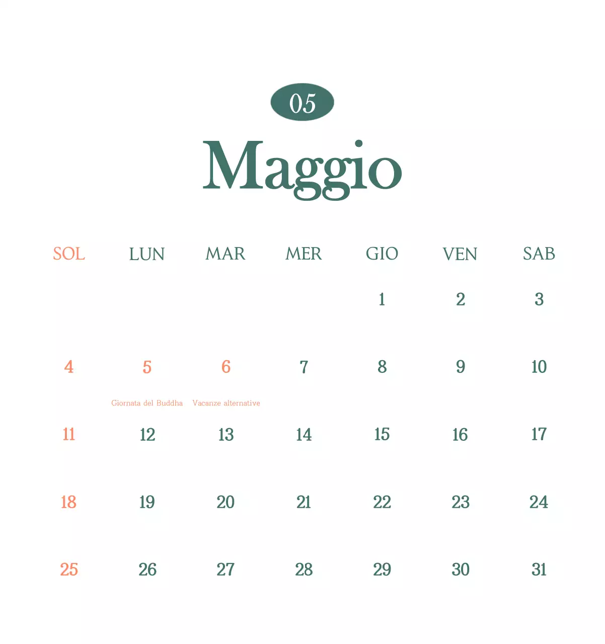 Un moderno calendario dei caffè con i consigli per la bevanda del mese