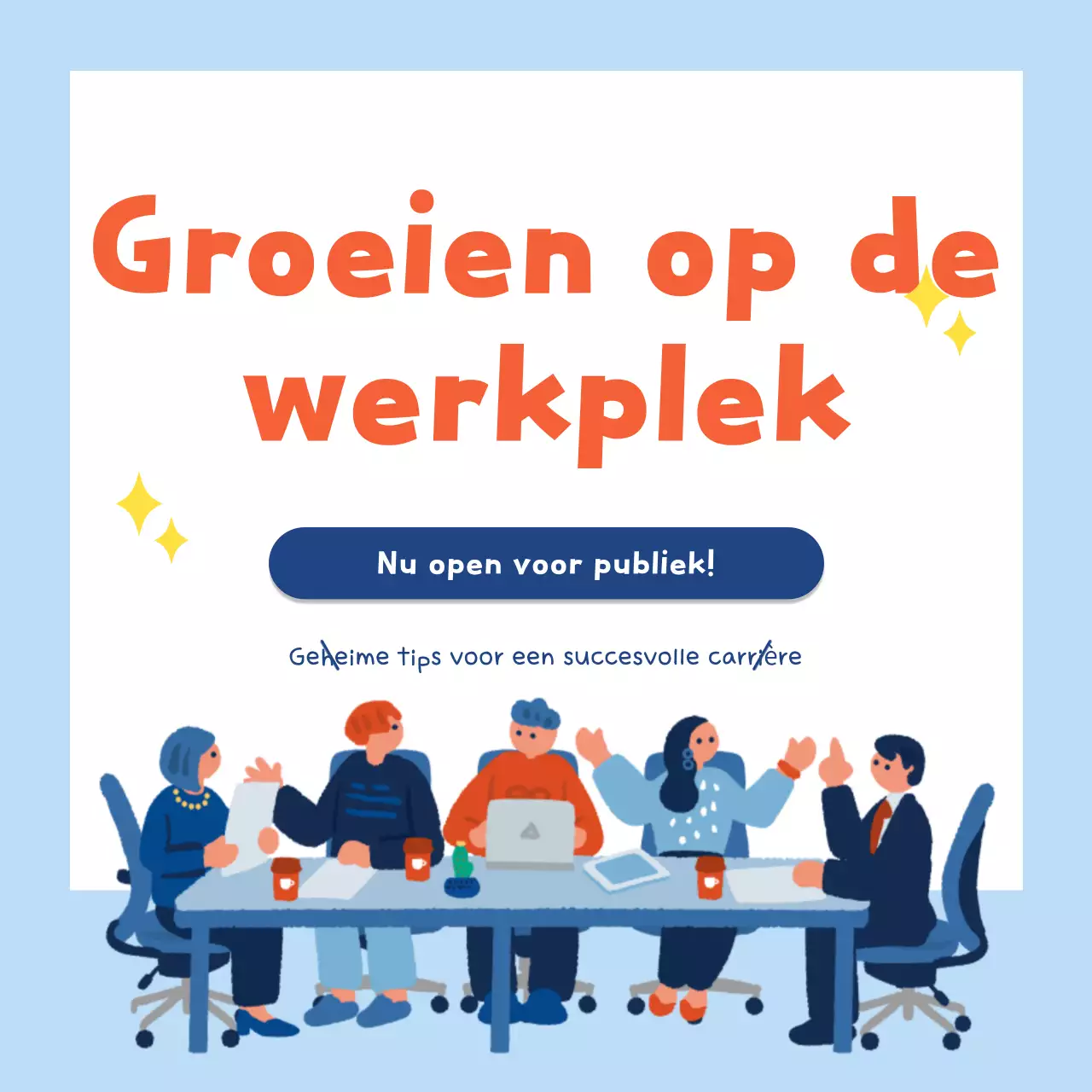 Lichtblauwe moderne werkplek communiceert groei