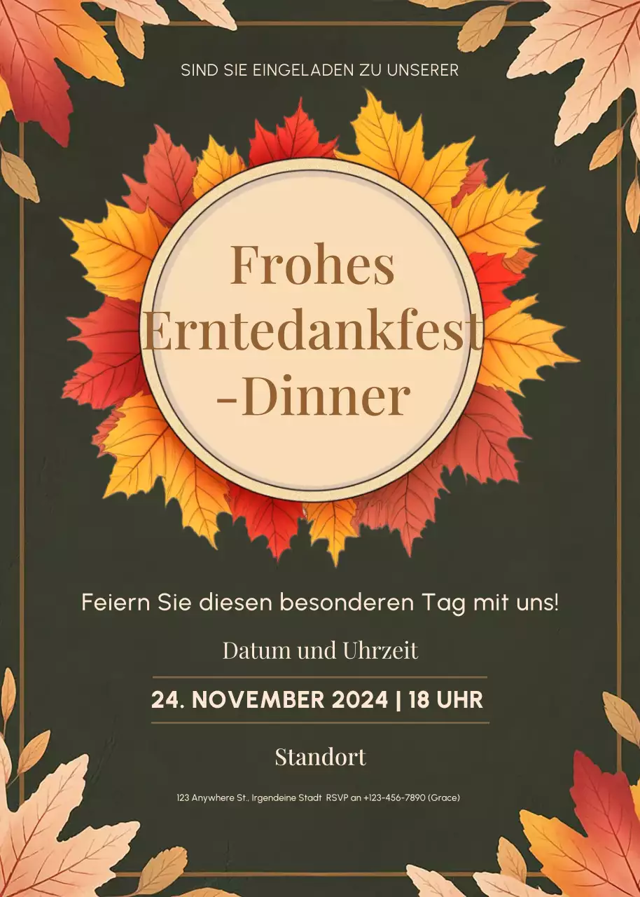 orangefarbene traditionelle Einladung zu Thanksgiving