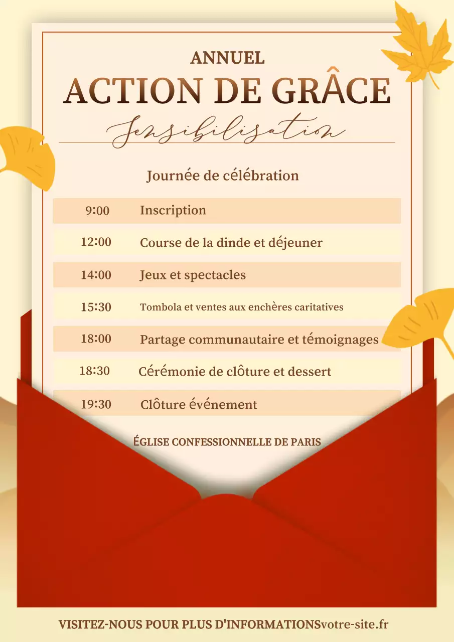 invitation classique orange pour Thanksgiving