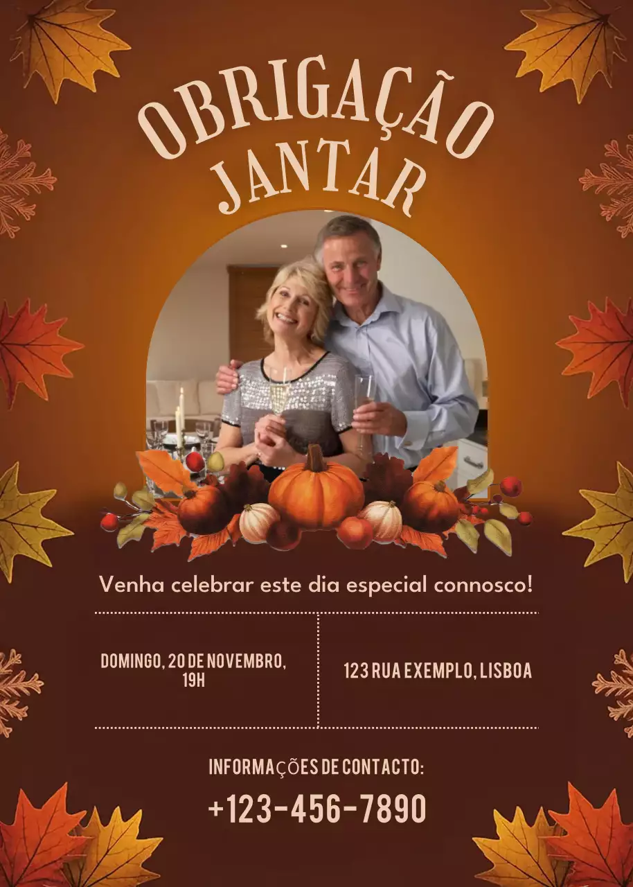 convite rústico castanho para o jantar de Ação de Graças