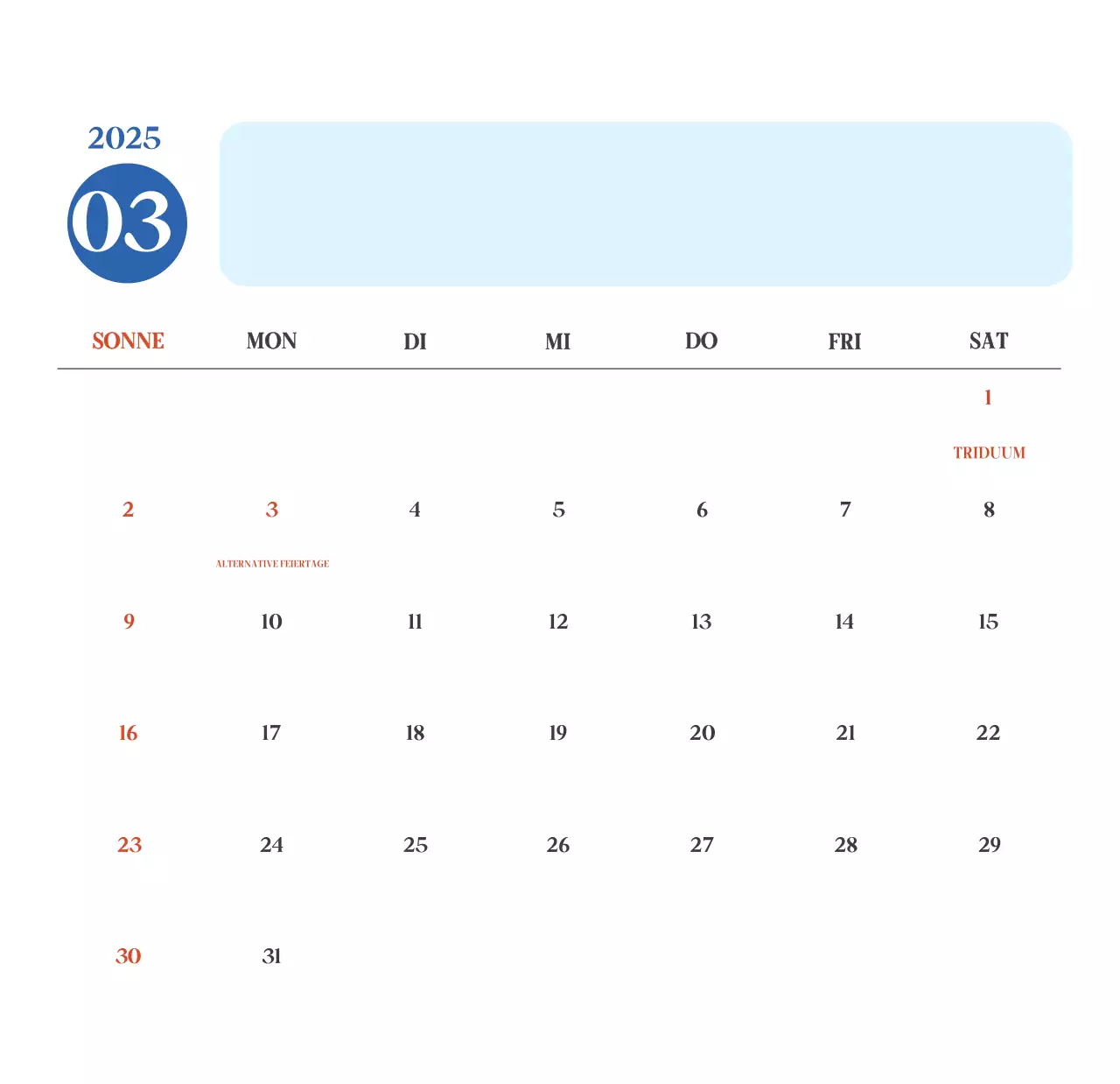 Blauer moderner Krankenhauskalender