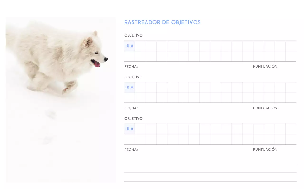 Calendario fotográfico de seguimiento de objetivos con un toque de azul