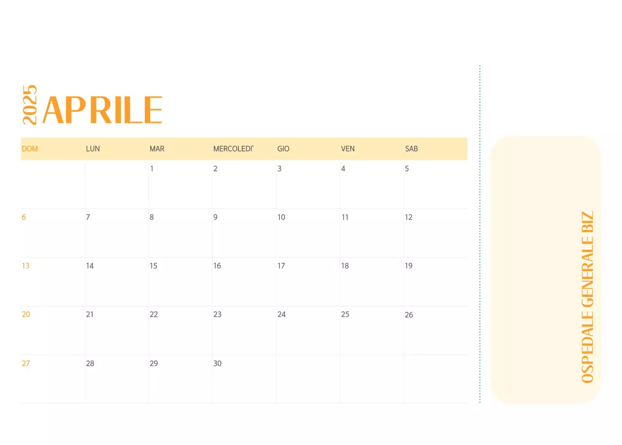 Calendario ospedaliero in cornice verde