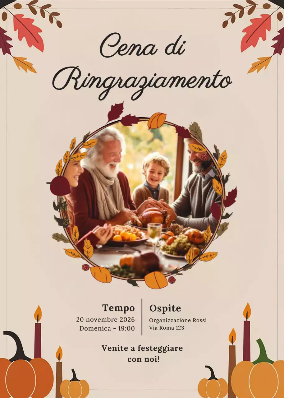 Invito tradizionale al Ringraziamento beige
