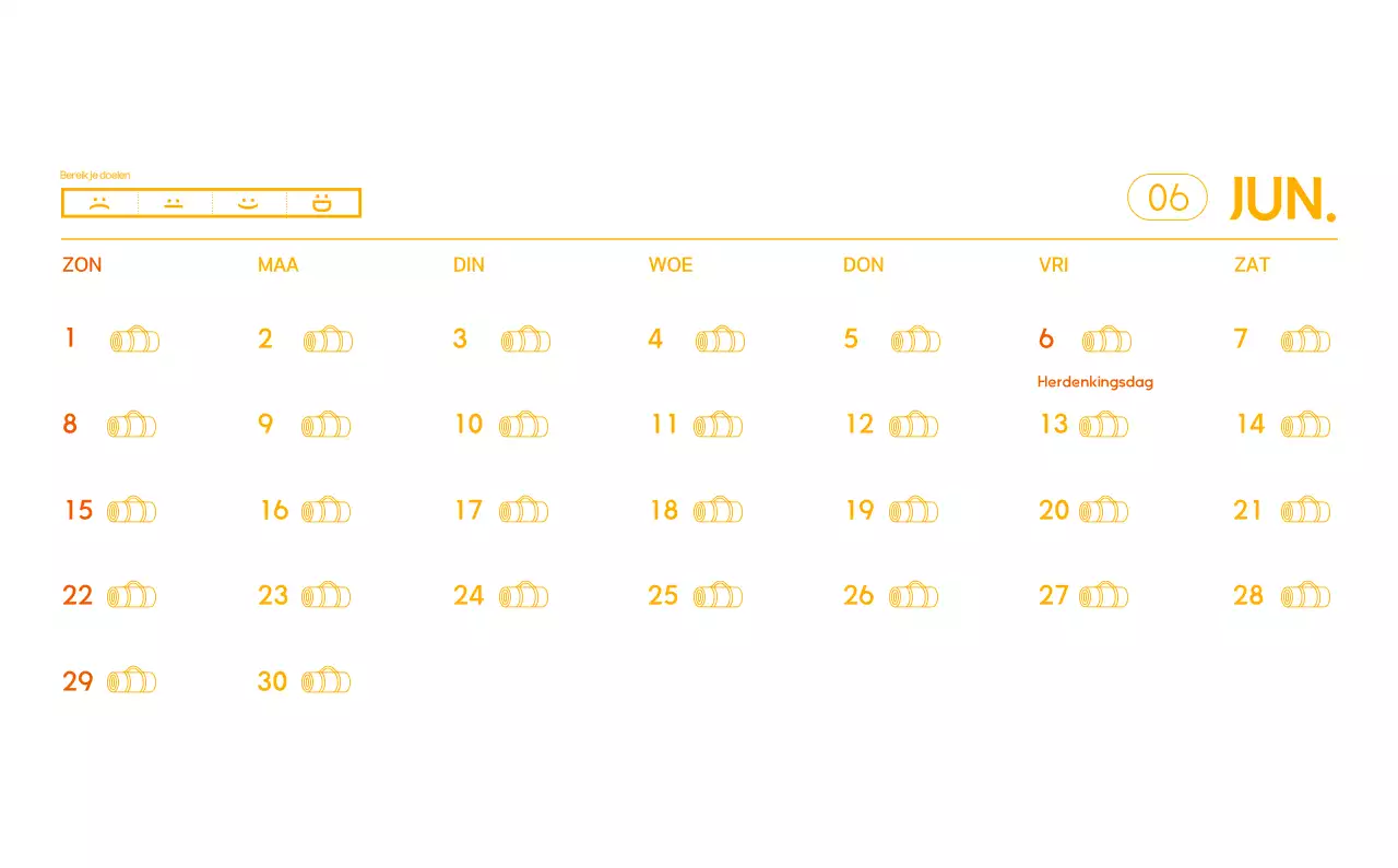 Oranje Minimalistische Yoga Promotiekalender