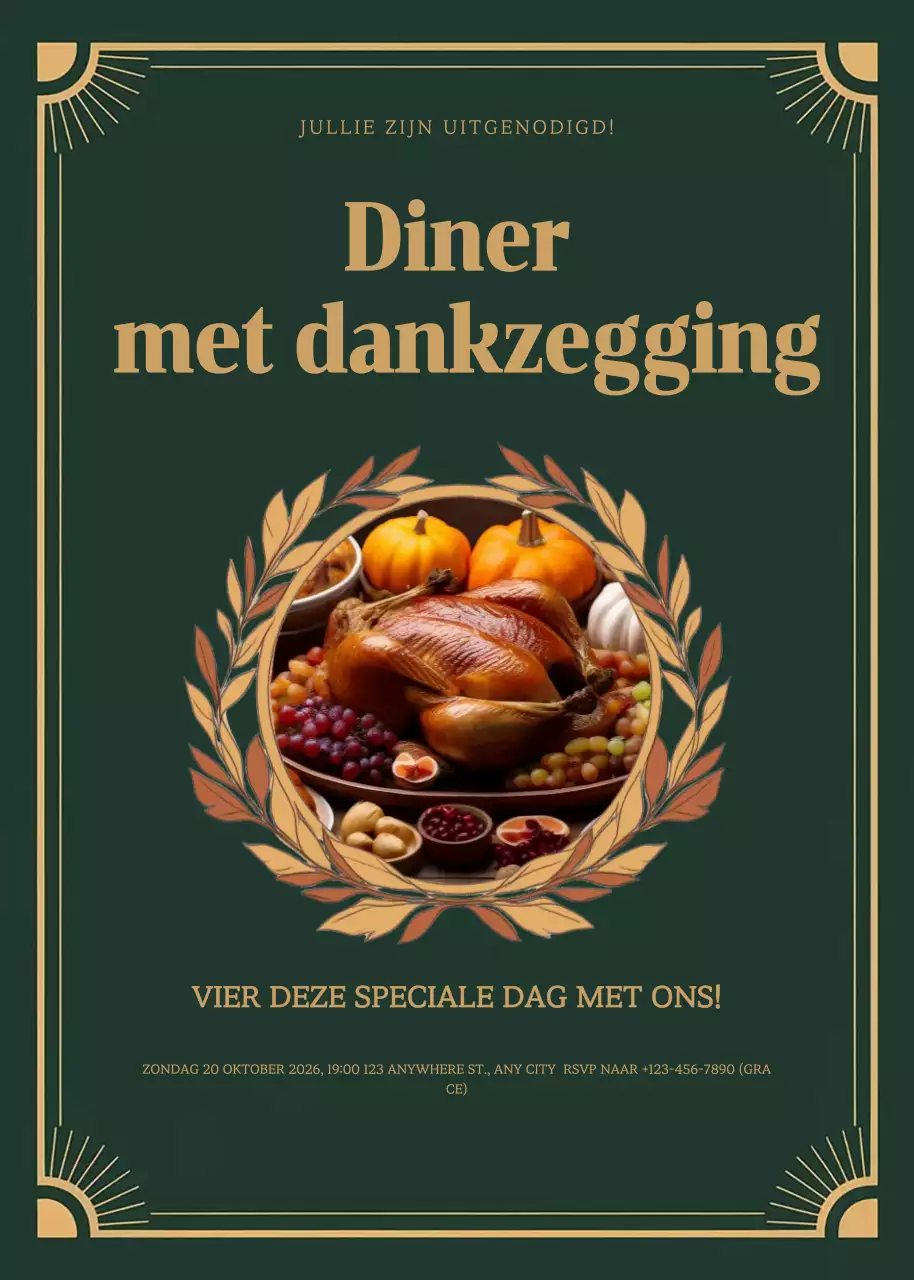 groene traditionele uitnodiging voor Thanksgiving