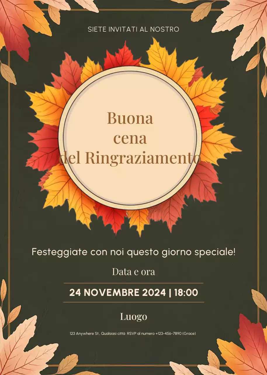 invito tradizionale arancione per il Ringraziamento