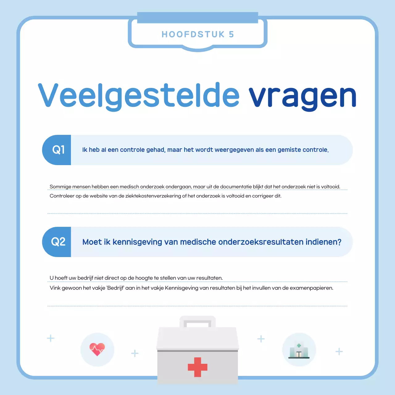 Eenvoudig bericht voor gezondheidscontrole in lichtblauw