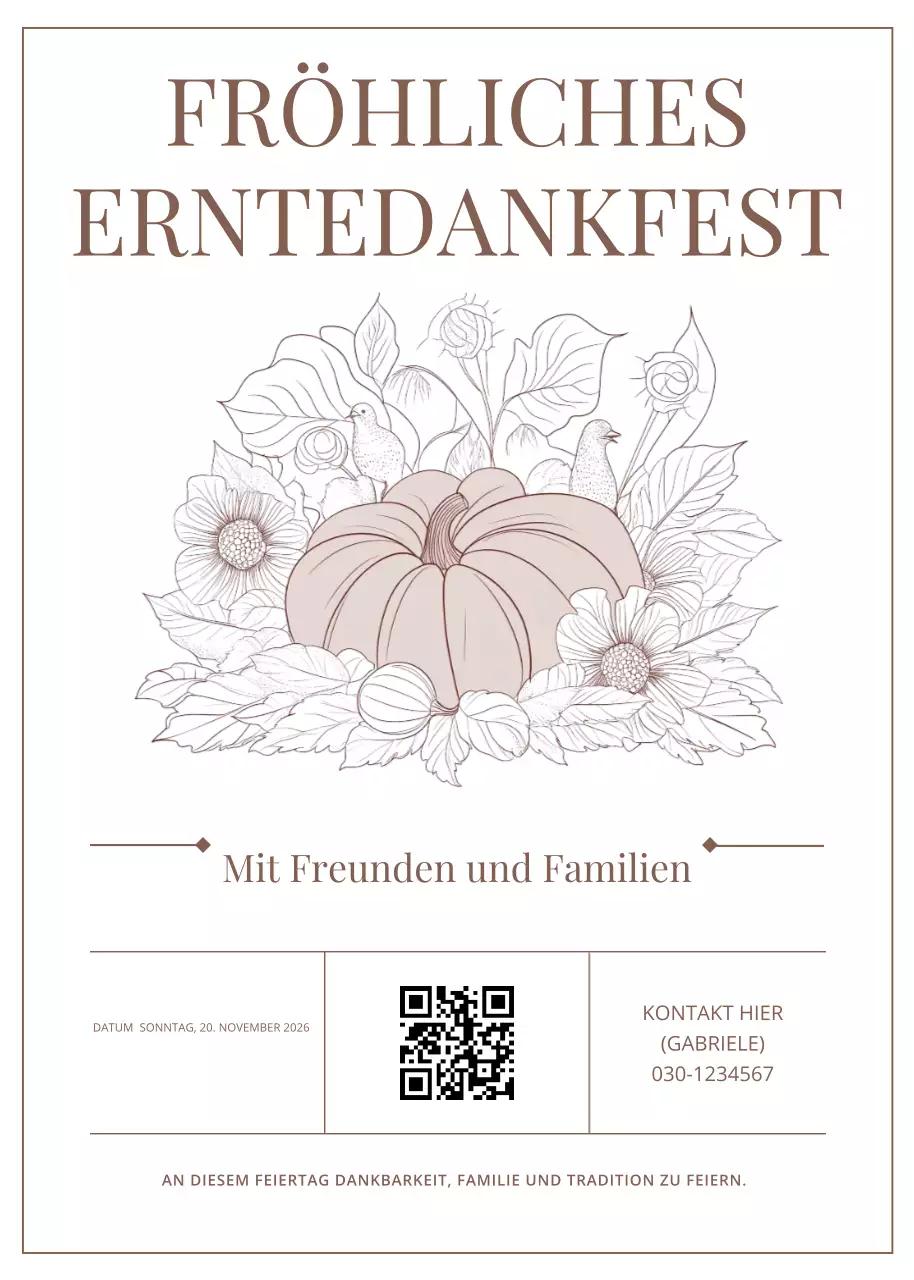 Beige Classic Happy Thanksgiving Einladung