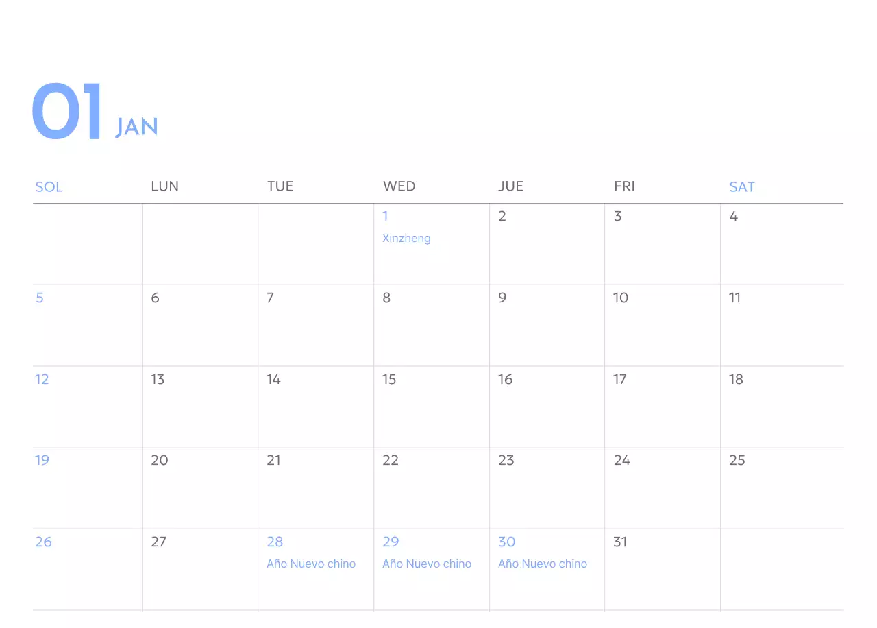 Calendario fotográfico de seguimiento de objetivos con un toque de azul