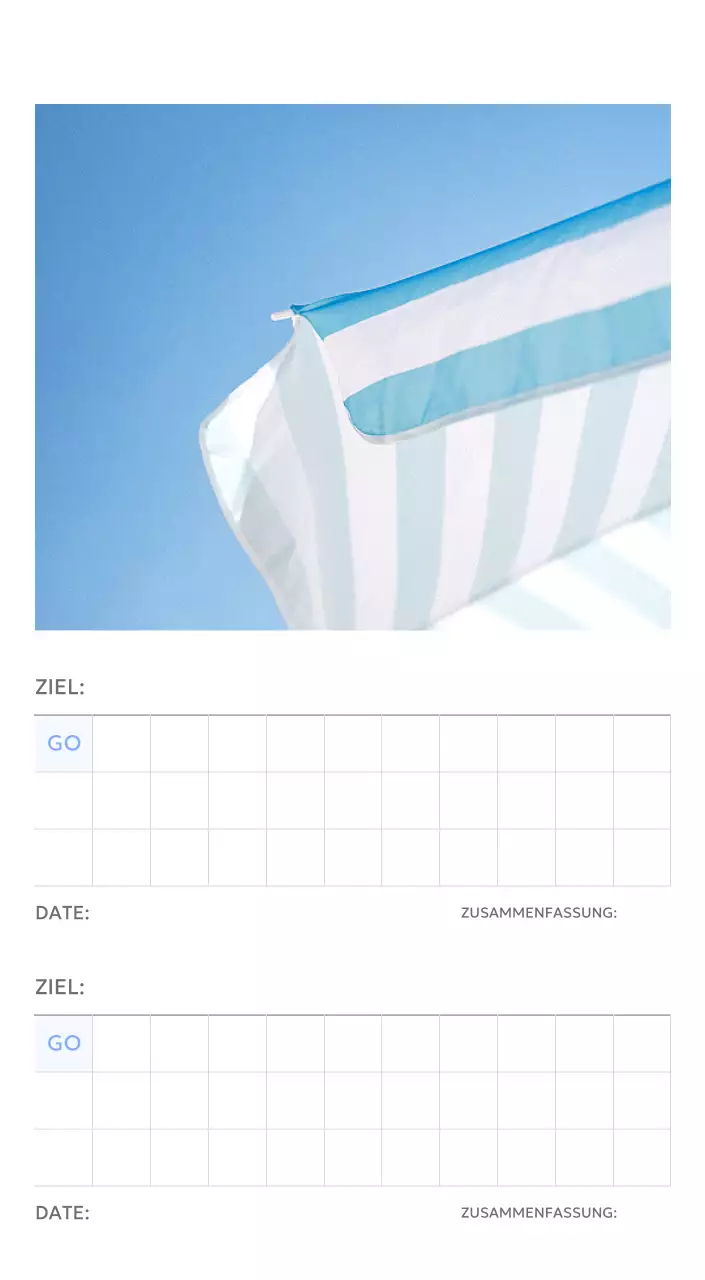 Foto-Zielverfolgungskalender mit einem Hauch von Blau