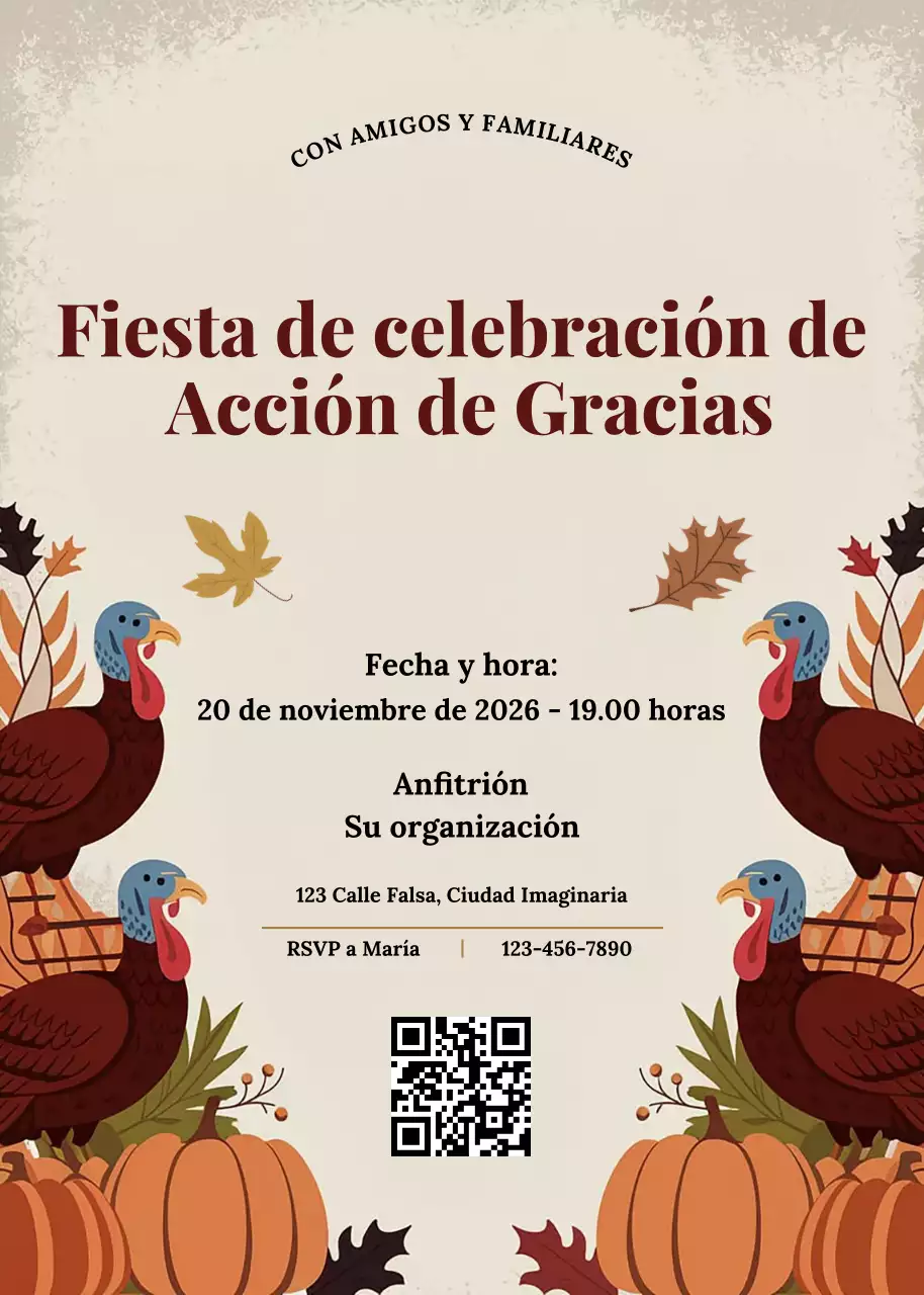 Invitación a la fiesta tradicional marrón de Acción de Gracias