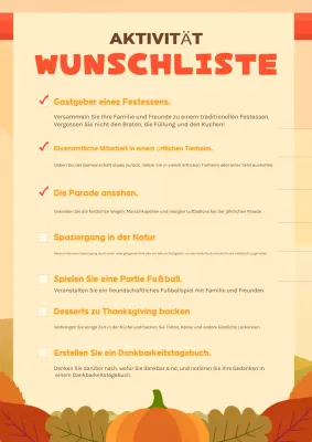 orangefarbener Herbstferien-Planer