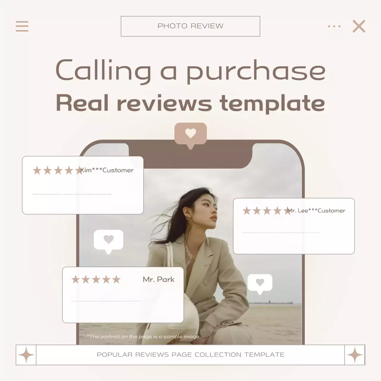 Modelo de avaliações modernas bege Instagram Carousel
