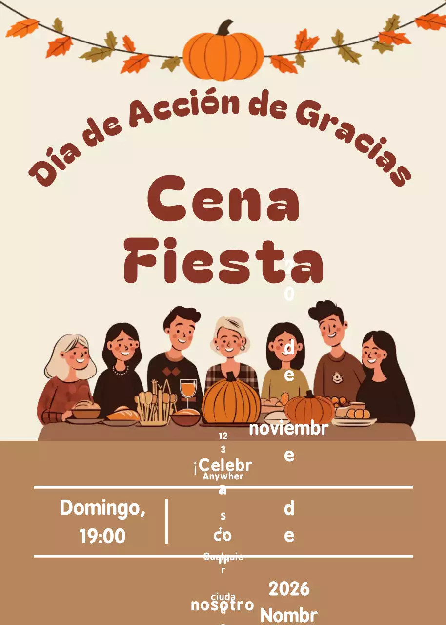 Invitación retro naranja de Acción de Gracias