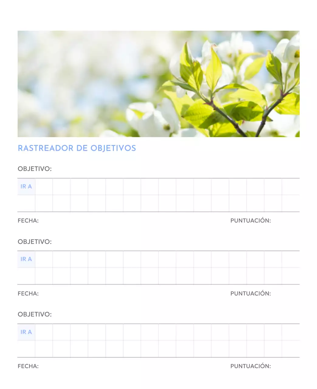 Calendario fotográfico de seguimiento de objetivos con un toque de azul