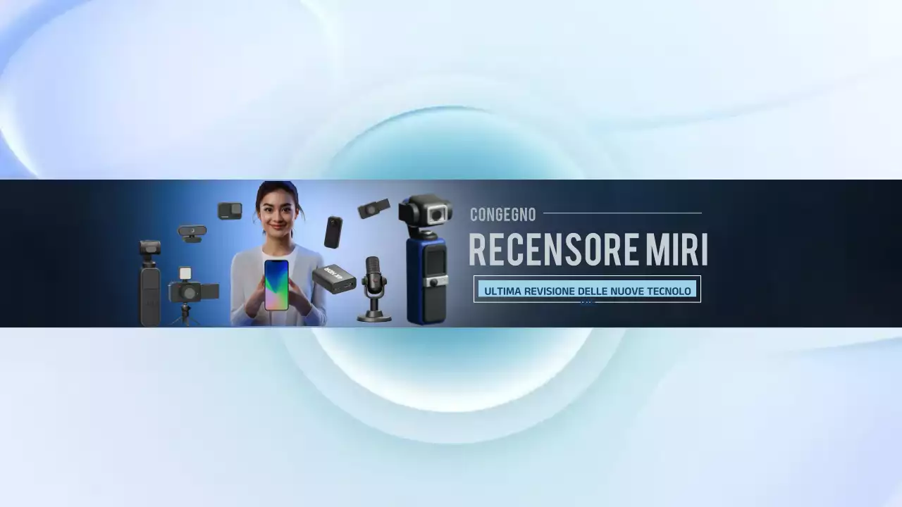 Annuncio di recensione di gadget moderni blu