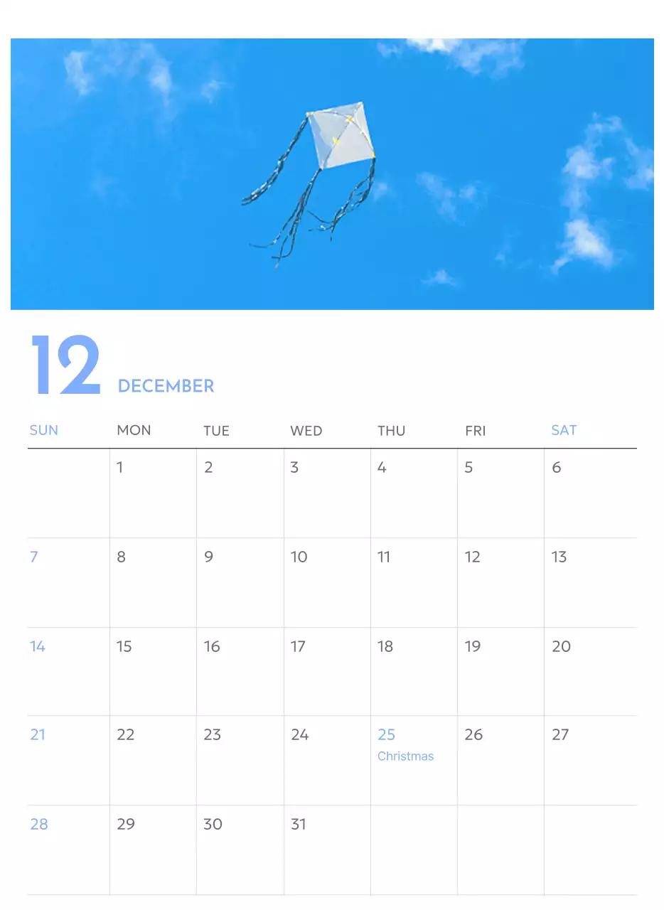 Kalender pelacak sasaran foto dengan percikan warna biru