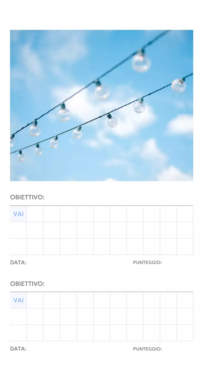 Calendario con foto tracciatore di obiettivi con un tocco di blu