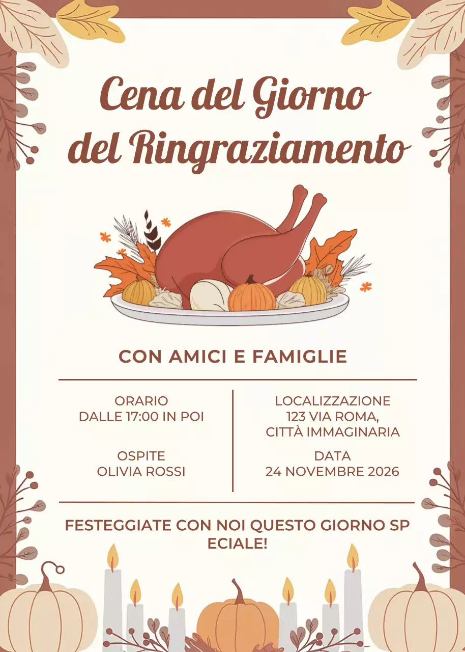 invito a cena tradizionale marrone