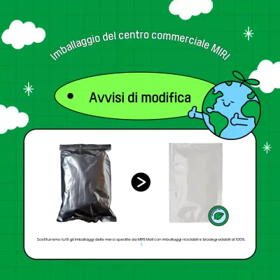 Annuncio del passaggio a una semplice confezione ecologica verde e bianca