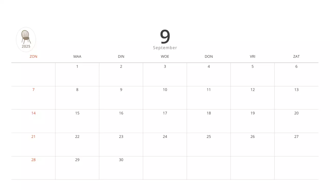 Beige minimalistische interieurkalender