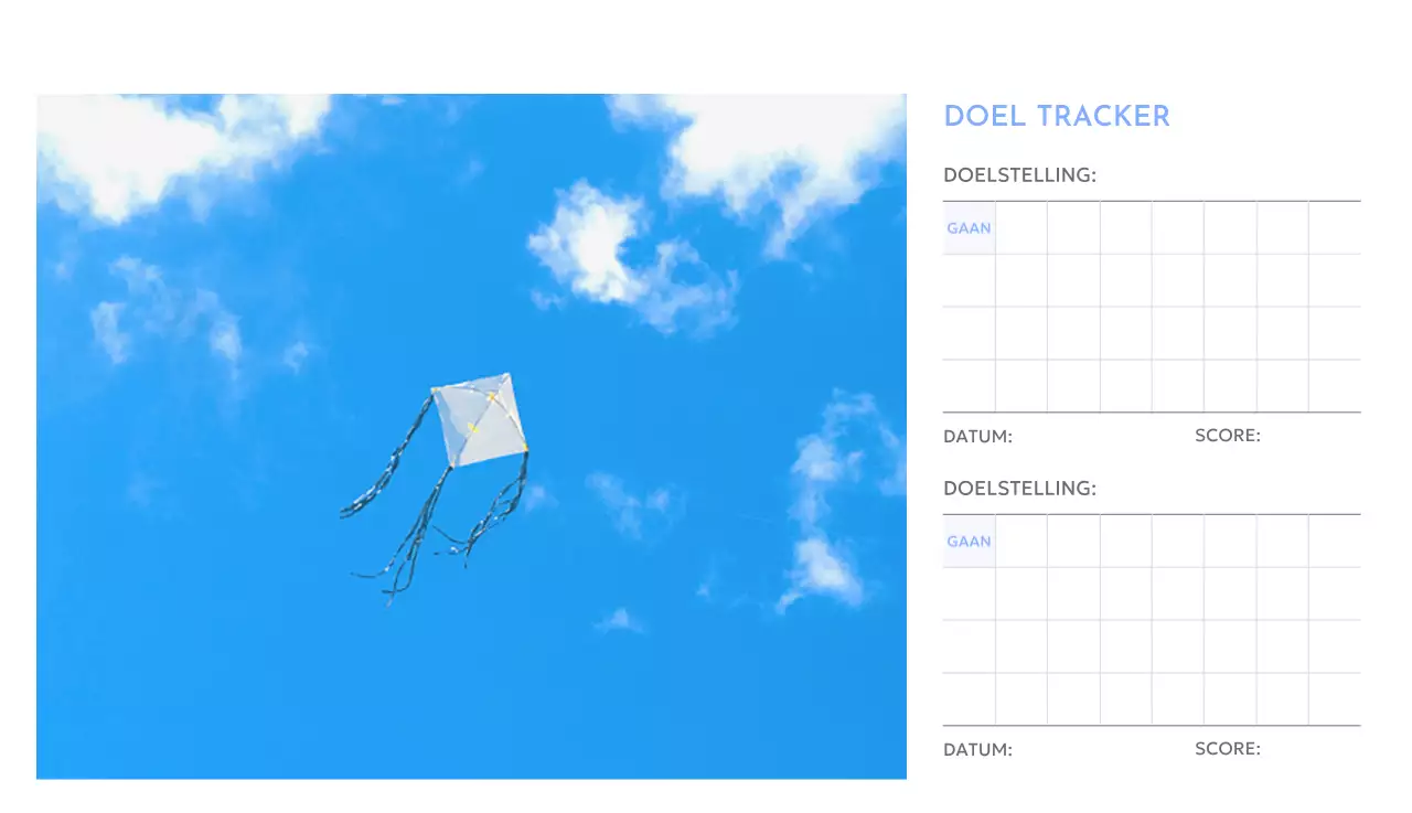 Photo goal tracker kalender met een vleugje blauw