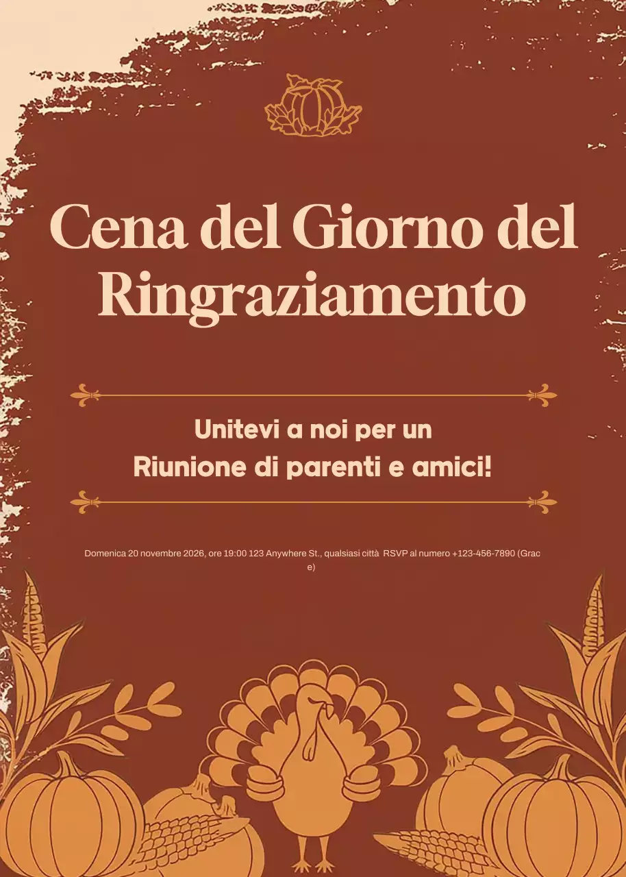 Invito alla cena del Ringraziamento tradizionale marrone