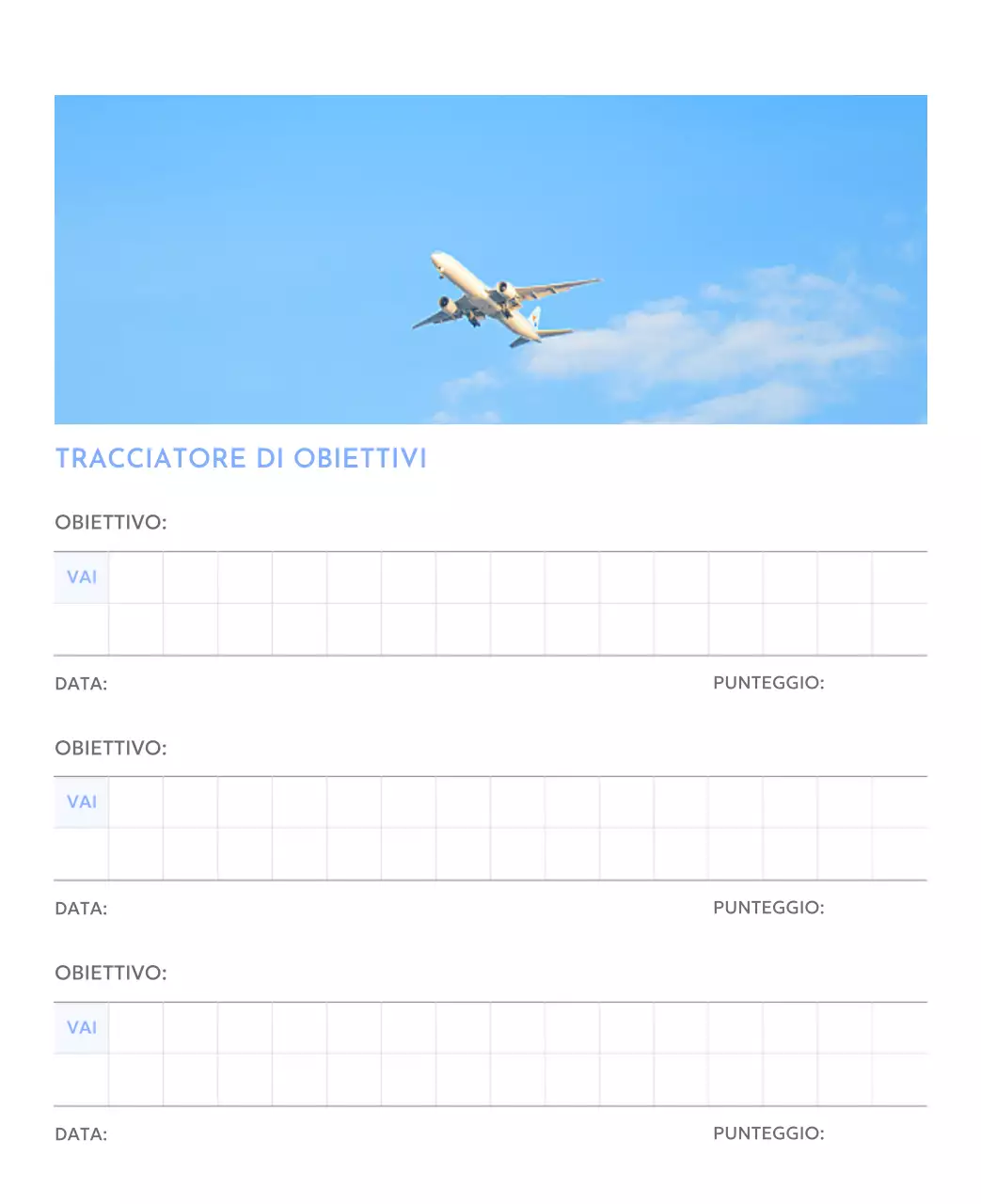 Calendario con foto tracciatore di obiettivi con un tocco di blu