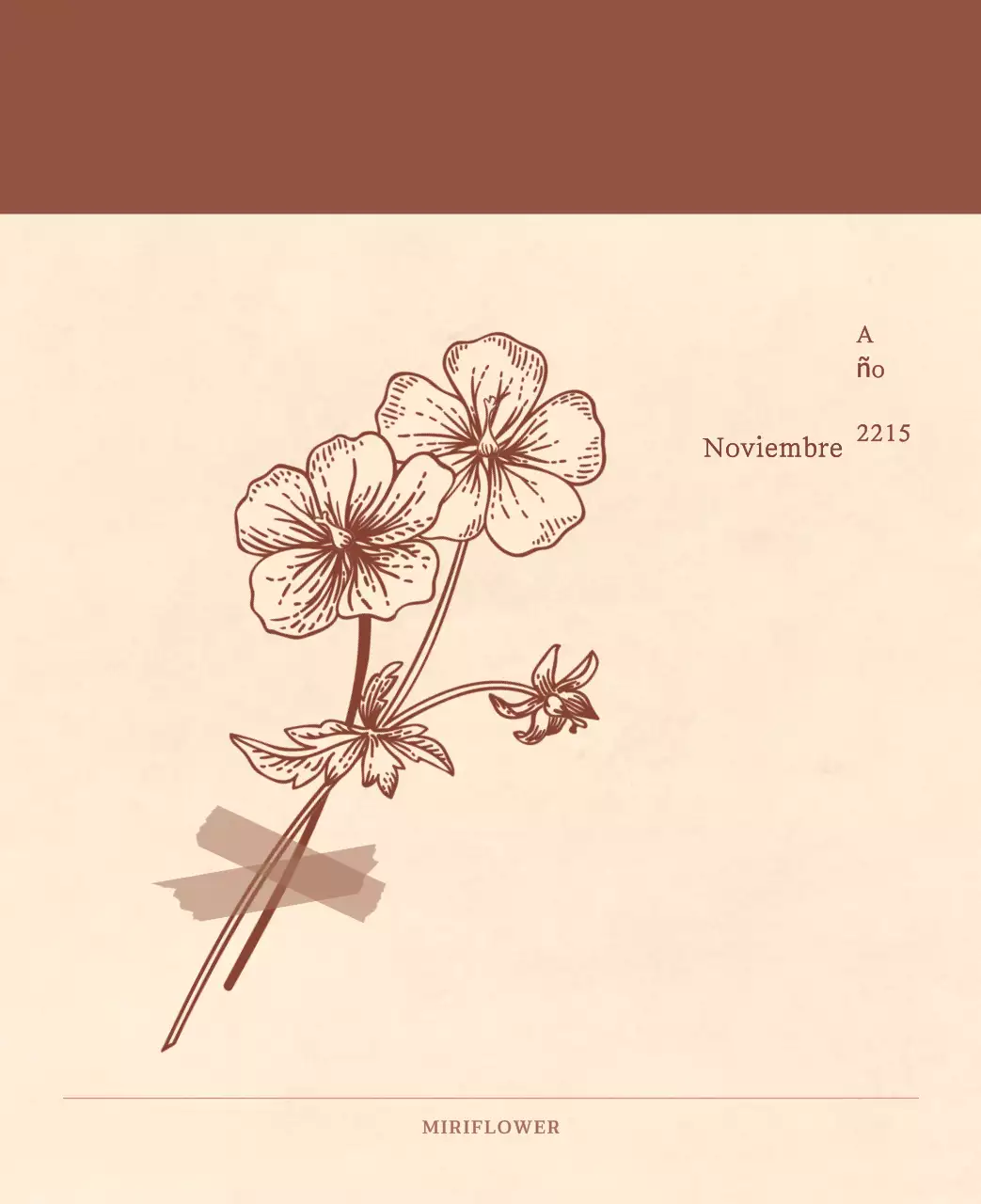 Un calendario sentimental de floristería en papel de lana marrón claro y marrón concepto