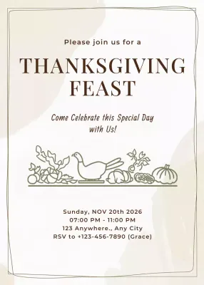 Beige Traditional Thanksgiving Invitation Poster