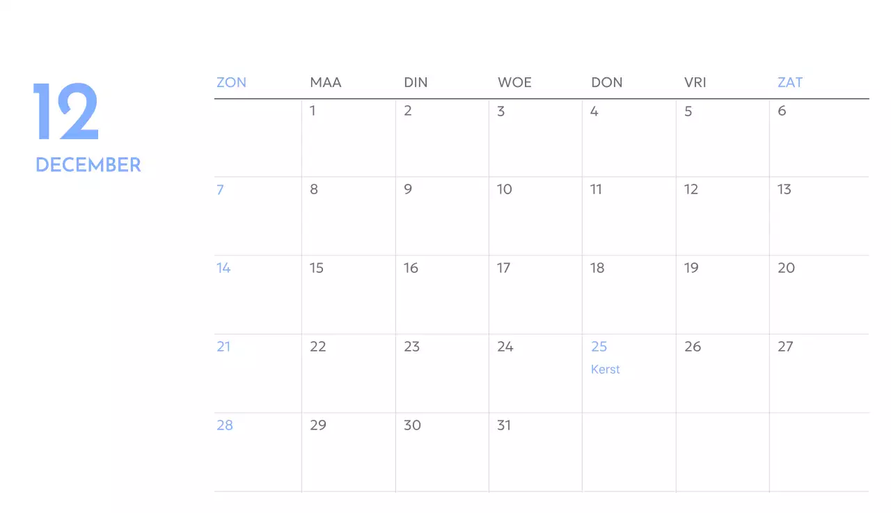 Photo goal tracker kalender met een vleugje blauw
