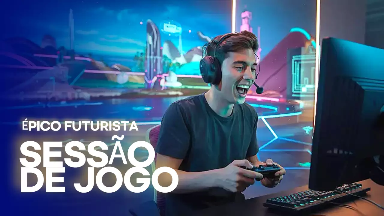 Anúncio de jogo futurista azul