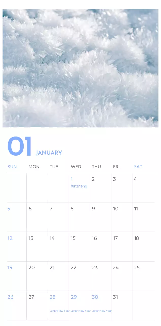 Photo goal tracker calendar with a splash of blue