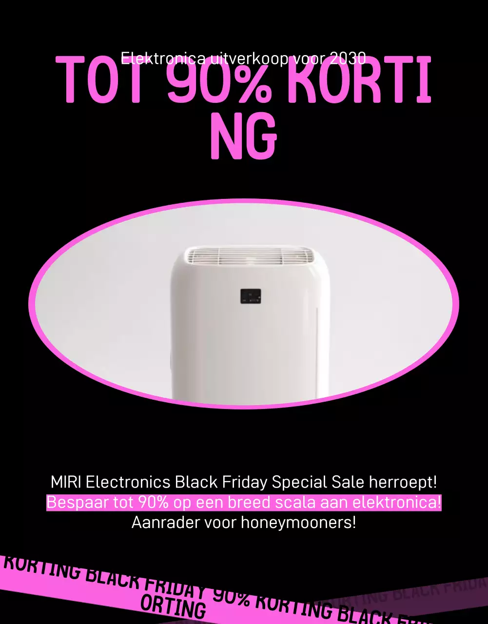 Kitscherige Black Friday-verkoopadvertentie in zwart en hot pink