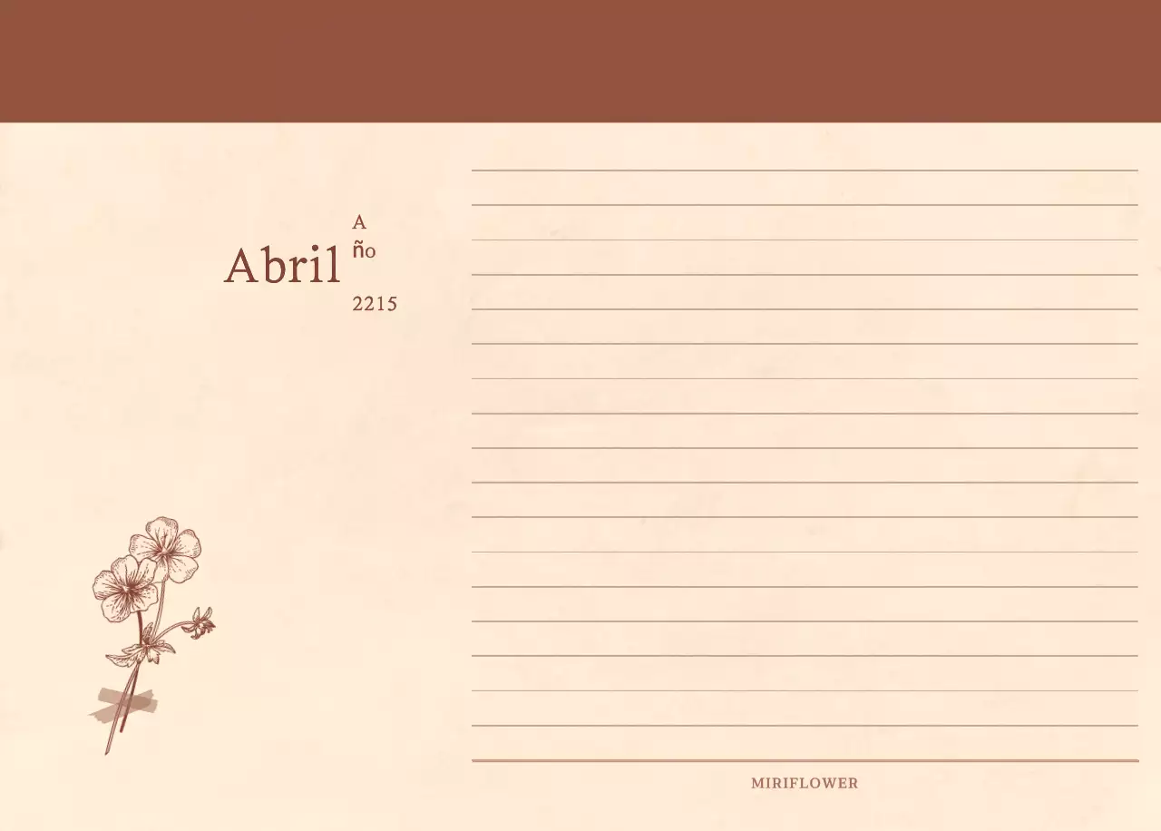 Un calendario sentimental de floristería en concepto de papel tejido marrón claro y marrón