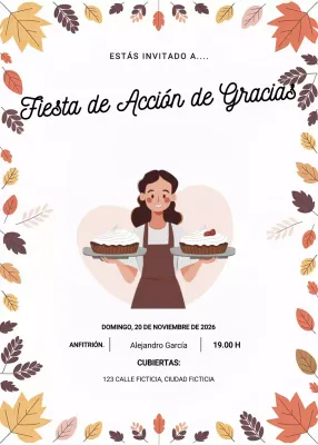 invitación rústica naranja para la fiesta de acción de gracias