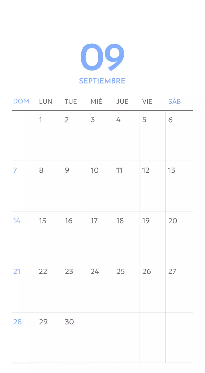 Calendario fotográfico de seguimiento de objetivos con un toque de azul
