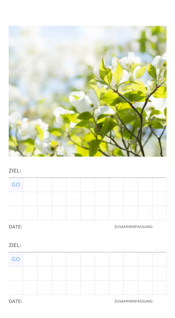 Foto-Zielverfolgungskalender mit einem Hauch von Blau