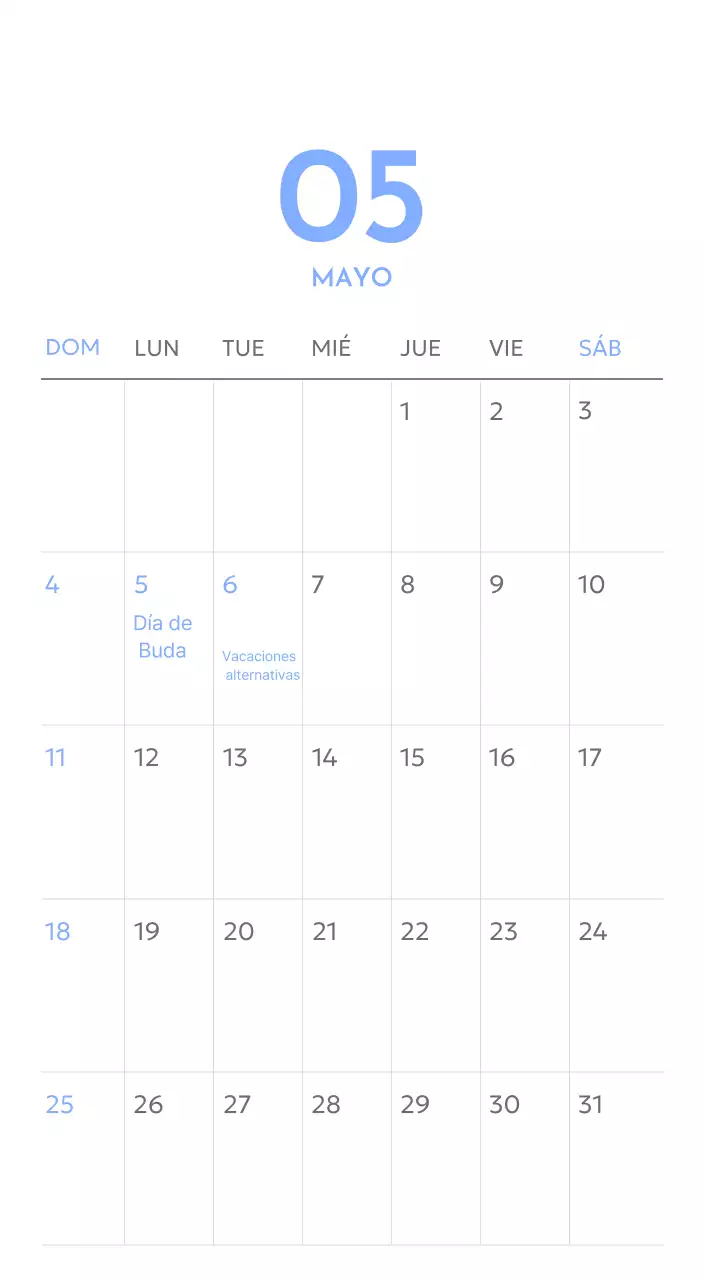 Calendario fotográfico de seguimiento de objetivos con un toque de azul