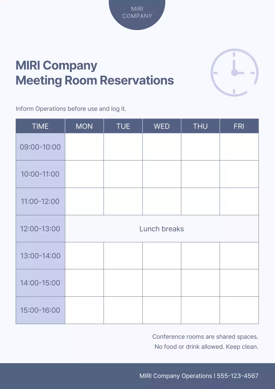 Lịch họp đơn giản màu xanh