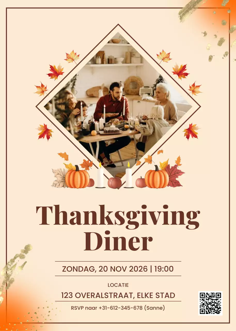 Oranje traditionele uitnodiging voor Thanksgiving