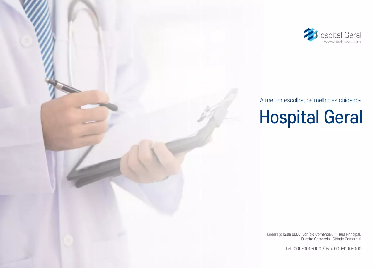 Calendário promocional hospitalar simples branco-marinho
