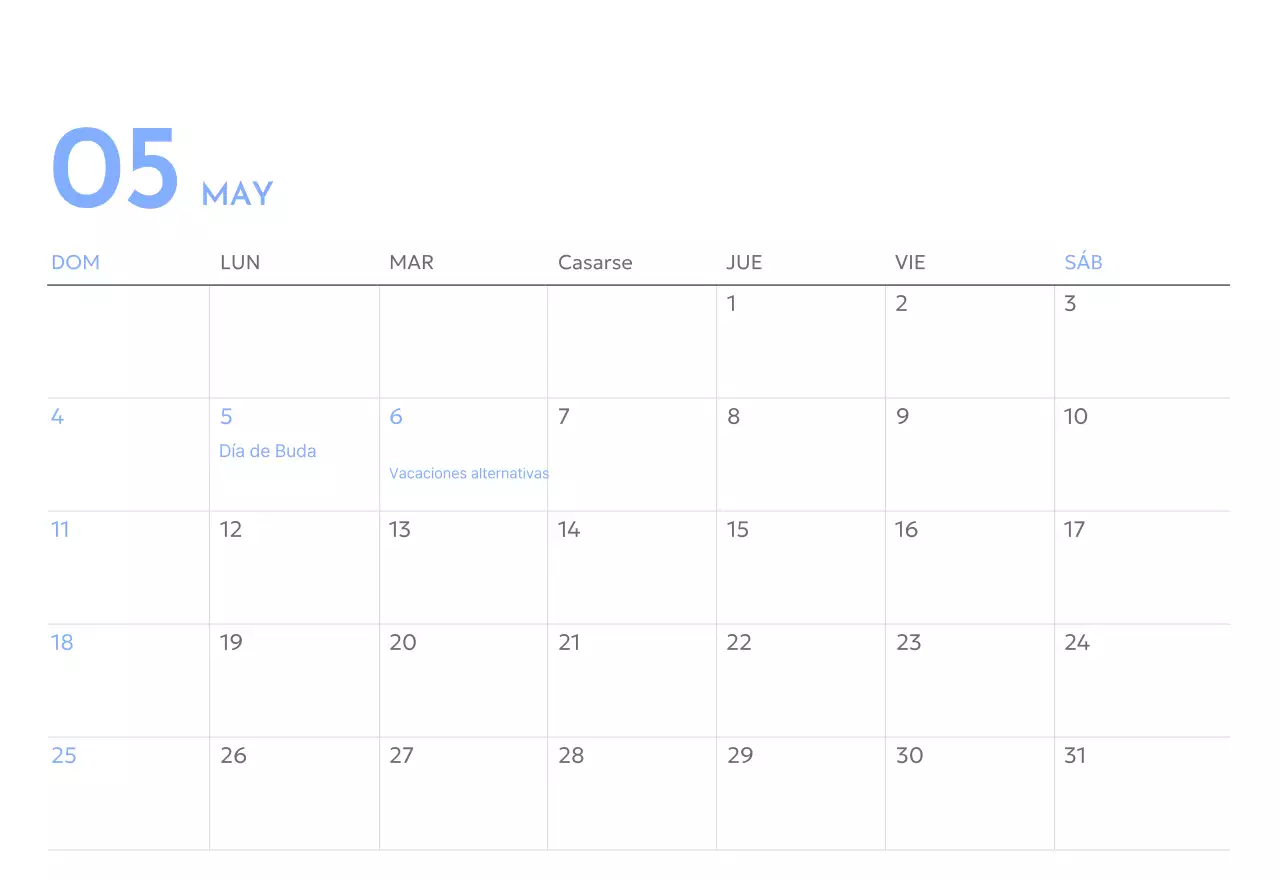 Calendario fotográfico de seguimiento de objetivos con un toque de azul
